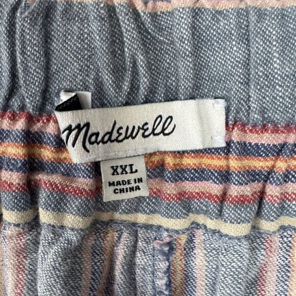 Madewell Side-Button Huston Pull-On Crop Pants in Blue Vintage Rainbow Stripe - Picture 10 of 14